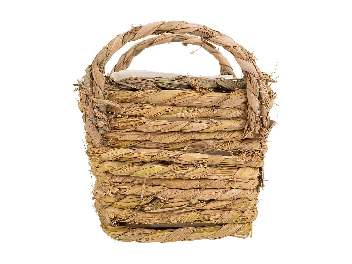 Cesto de cuerda trenzada marrón 14x14x12