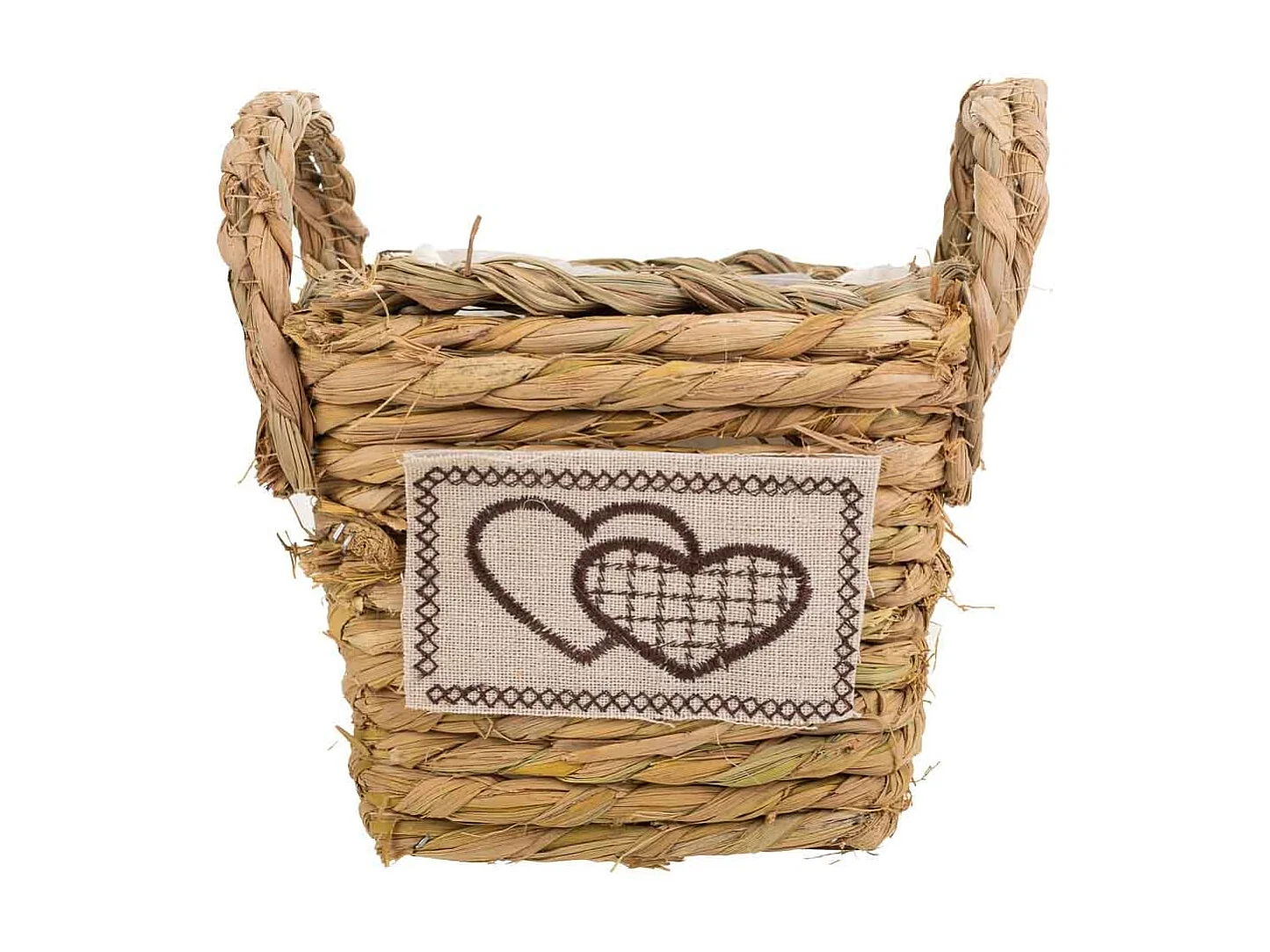 Cesto de cuerda trenzada marrón 14x14x12