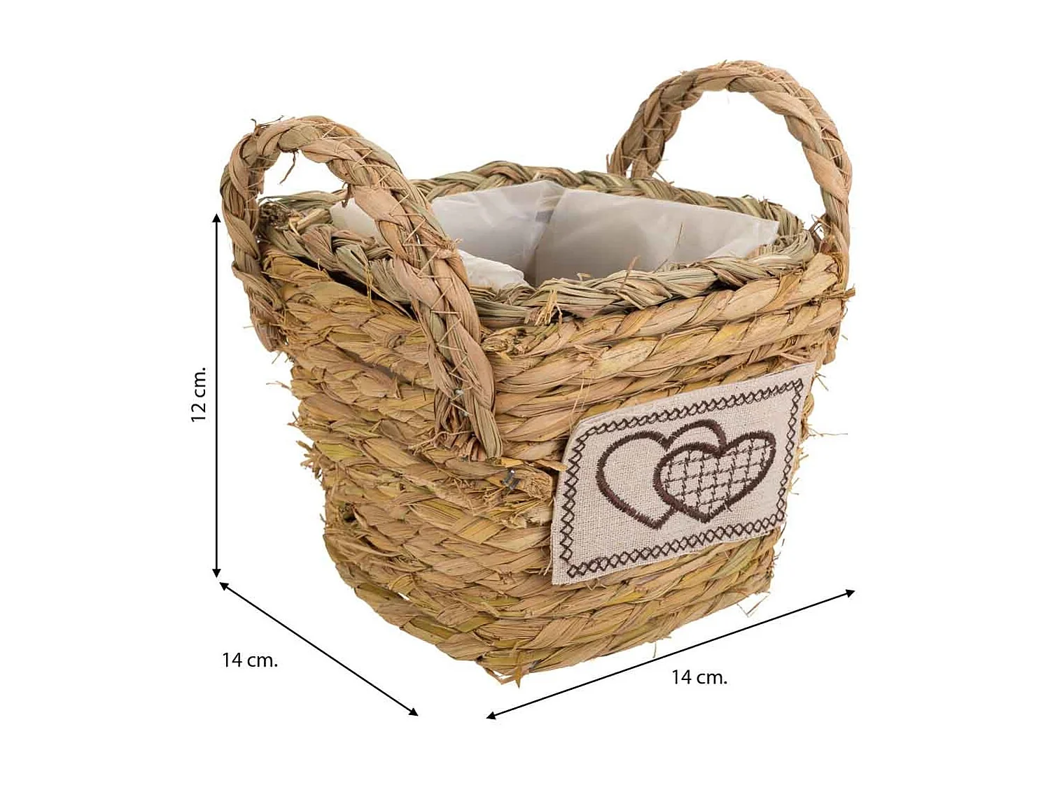 Cesto in corda intrecciata marrone 14x14x12h