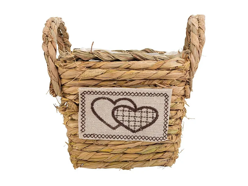 Cesto de cuerda trenzada marrón 14x14x12