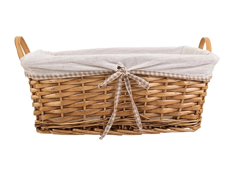 Set mit 3 braun gefütterten Weidenkörben