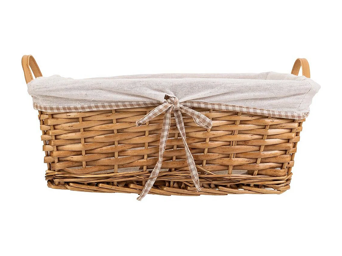 Set mit 3 braun gefütterten Weidenkörben