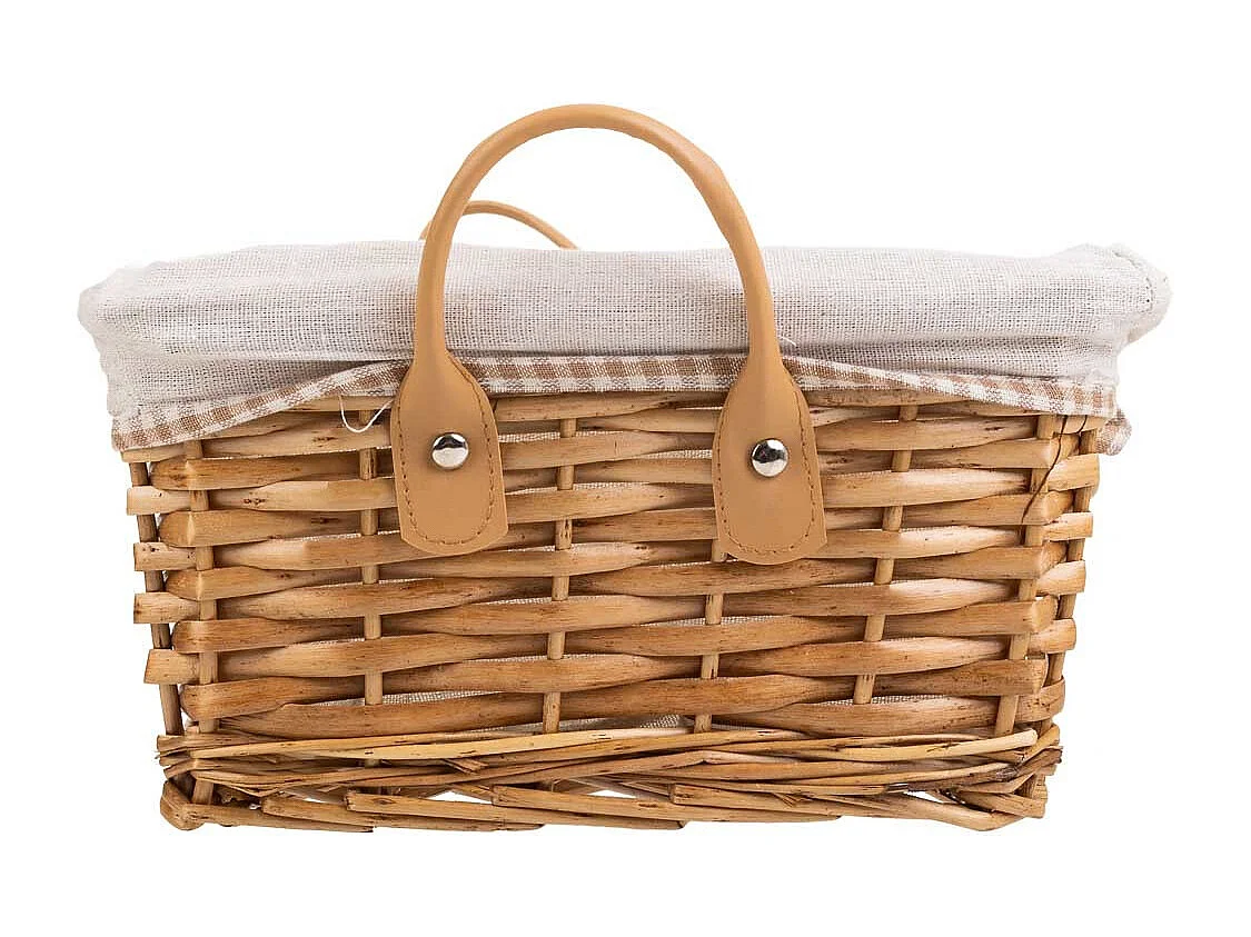 Conjunto de 3 cestos de vime forrados em castanho