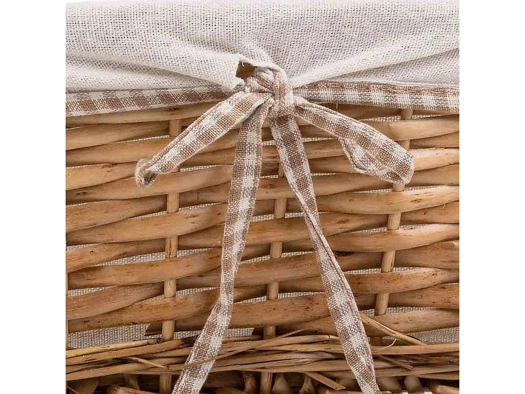 Conjunto de 3 cestos de vime forrados em castanho