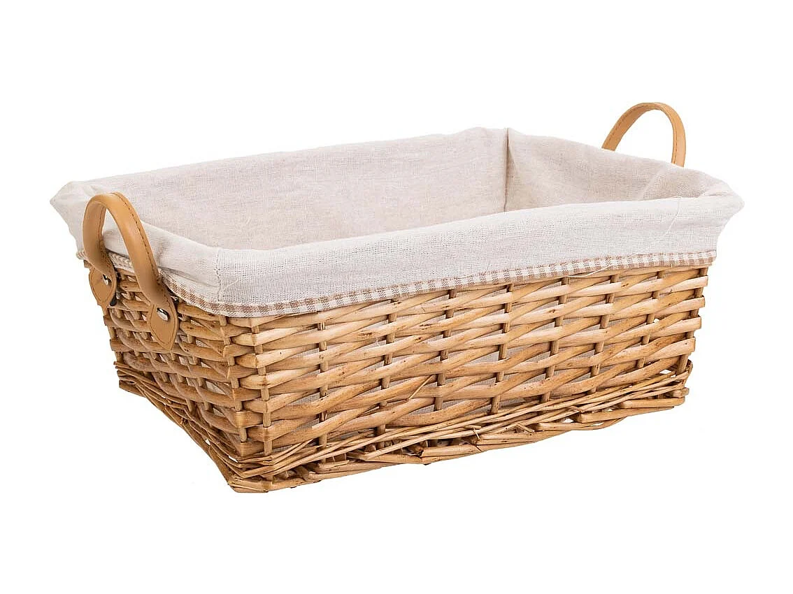 Set mit 3 braun gefütterten Weidenkörben