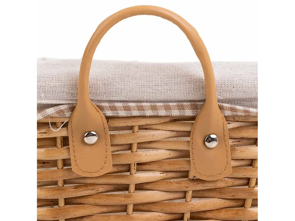 Set mit 3 braun gefütterten Weidenkörben