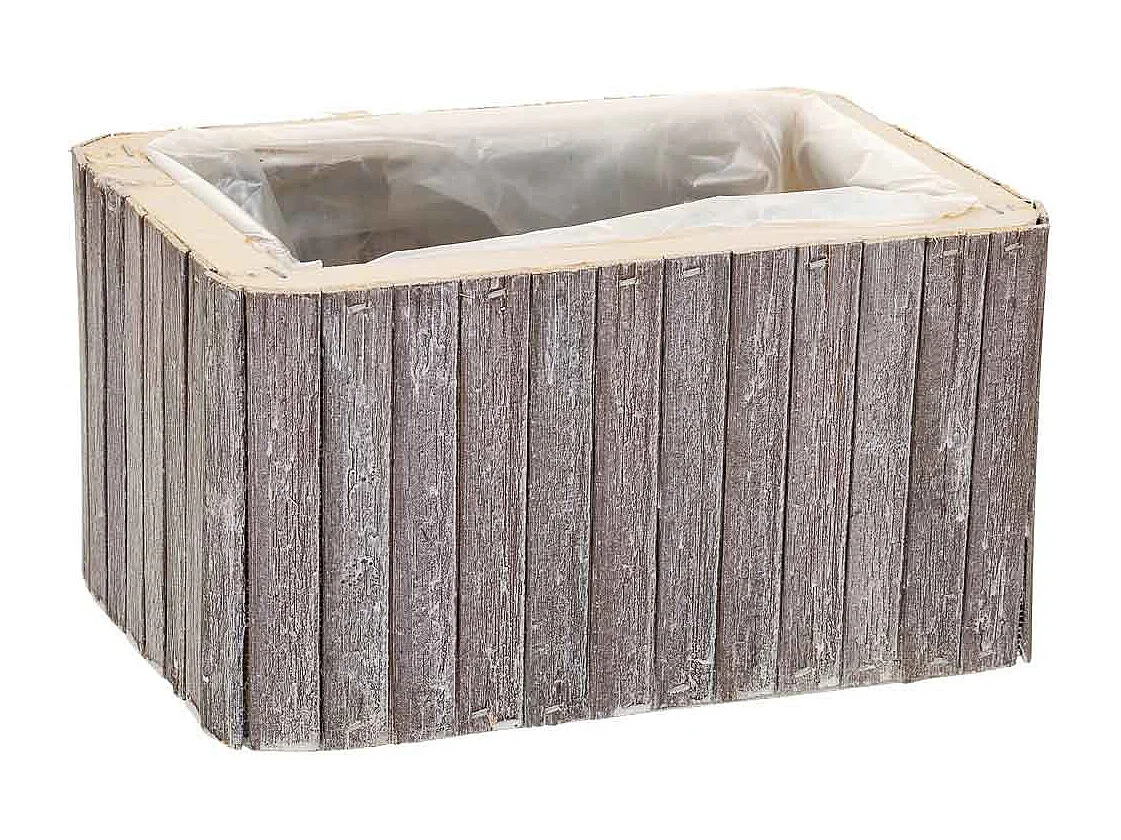 Cesto Rectangular de madera gris 20.5x14.5x11