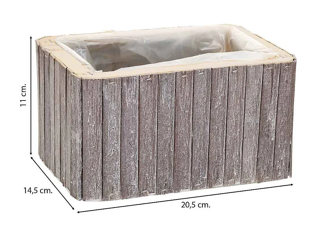 Cesto Rectangular de madera gris 20.5x14.5x11