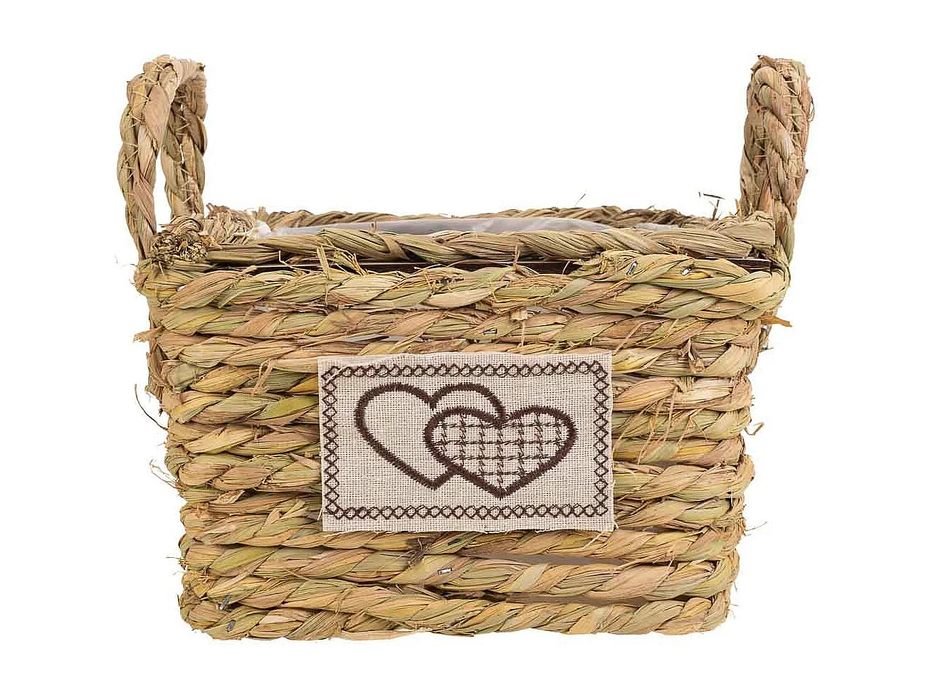 Cesto de cuerda trenzada marrón 19x19x13