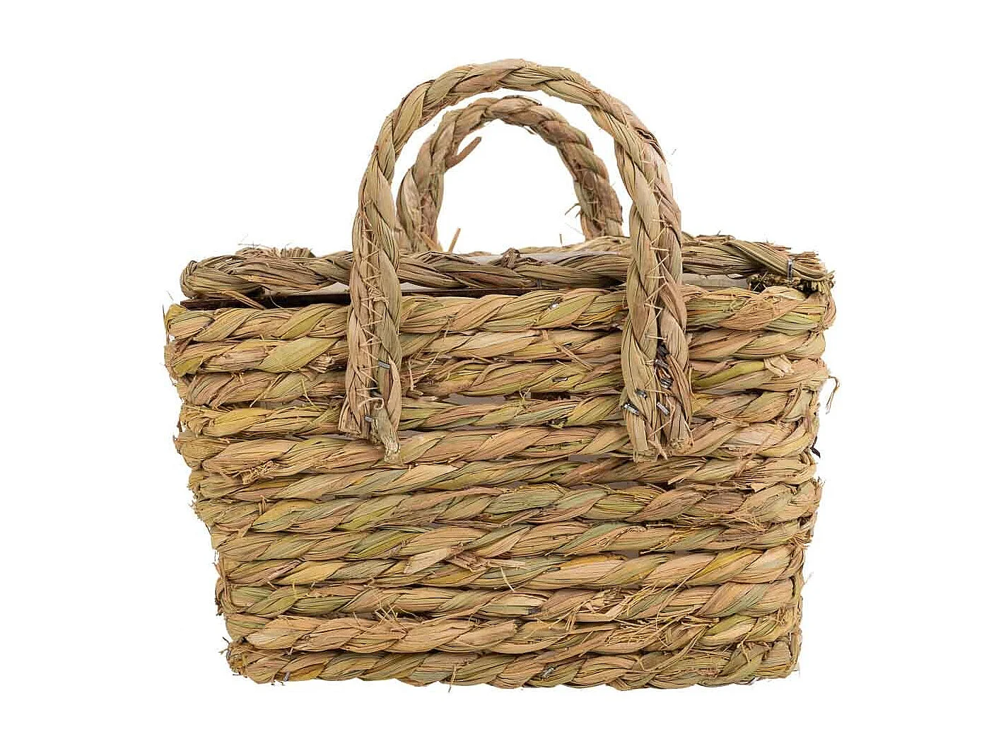 Cesto de cuerda trenzada marrón 19x19x13