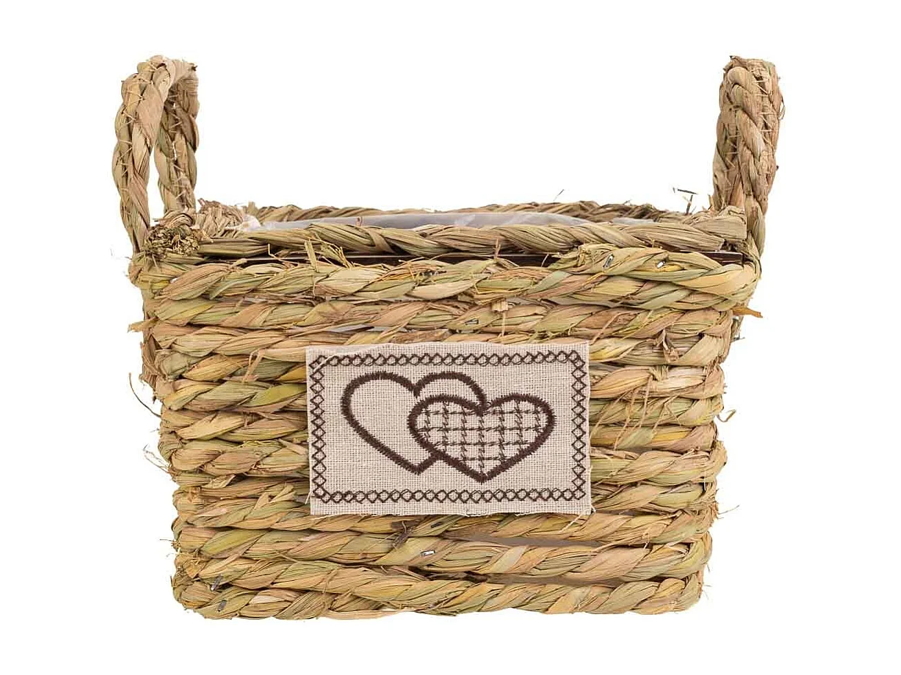 Cesto de cuerda trenzada marrón 19x19x13