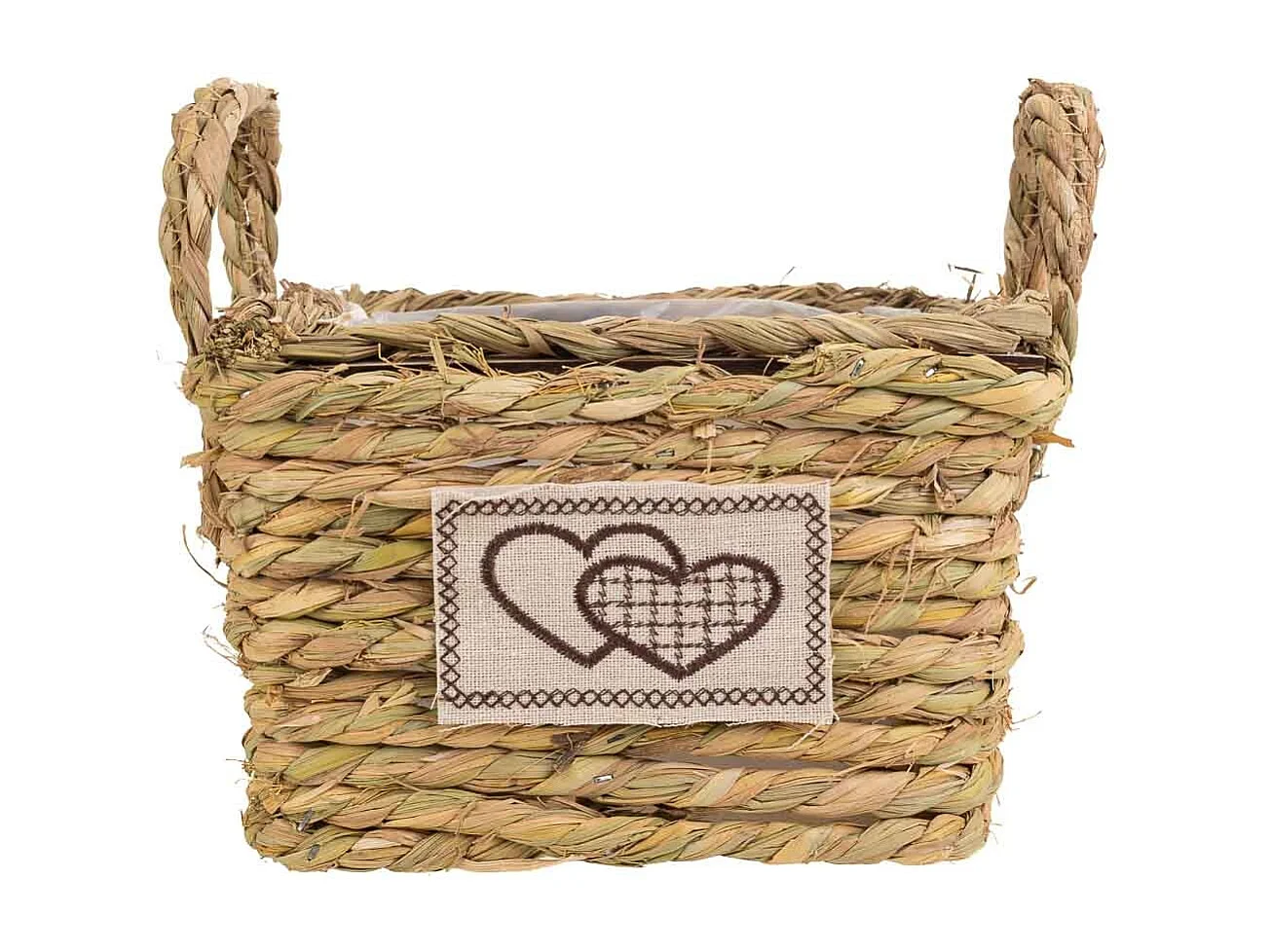 Cesto in corda intrecciata marrone 19x19x13h
