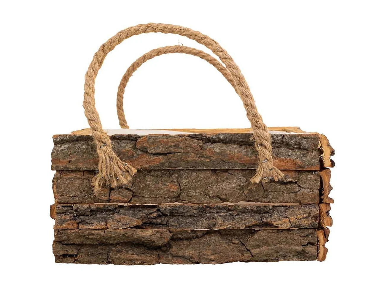 Cesto in legno con manici marroni 25x25x11h