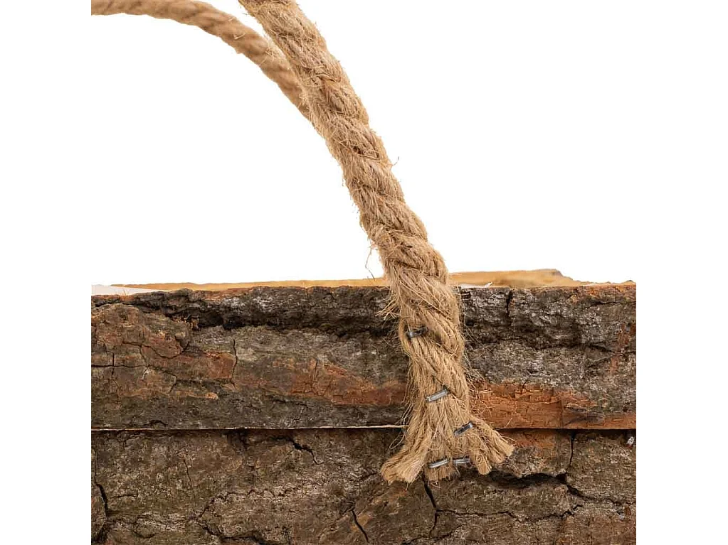 Cesto in legno con manici marroni 25x25x11h