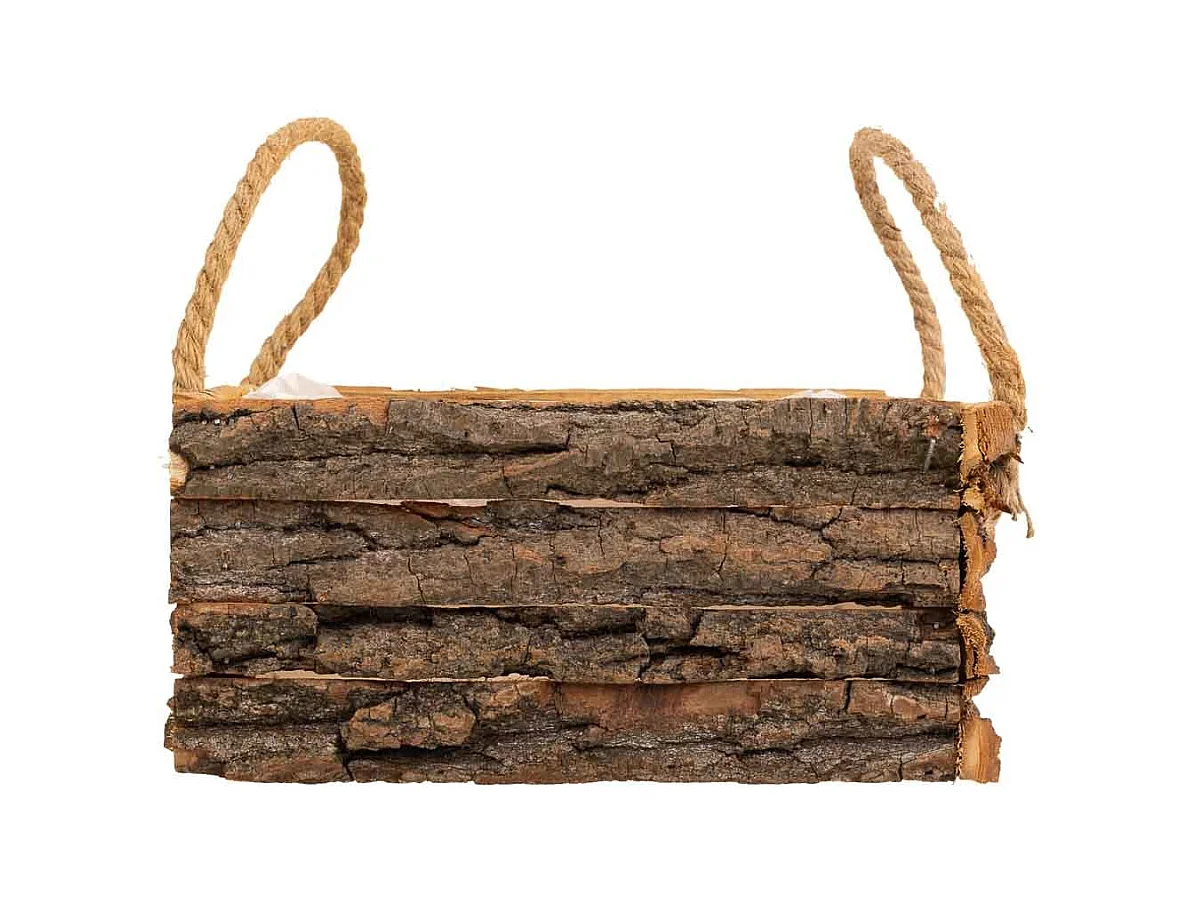 Panier en bois avec poignées marron 20x20x10h
