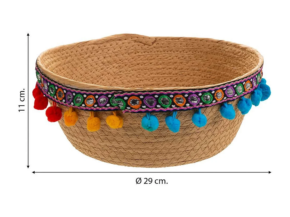 BraunerKorb aus geflochtenem Seil, D29x11h cm