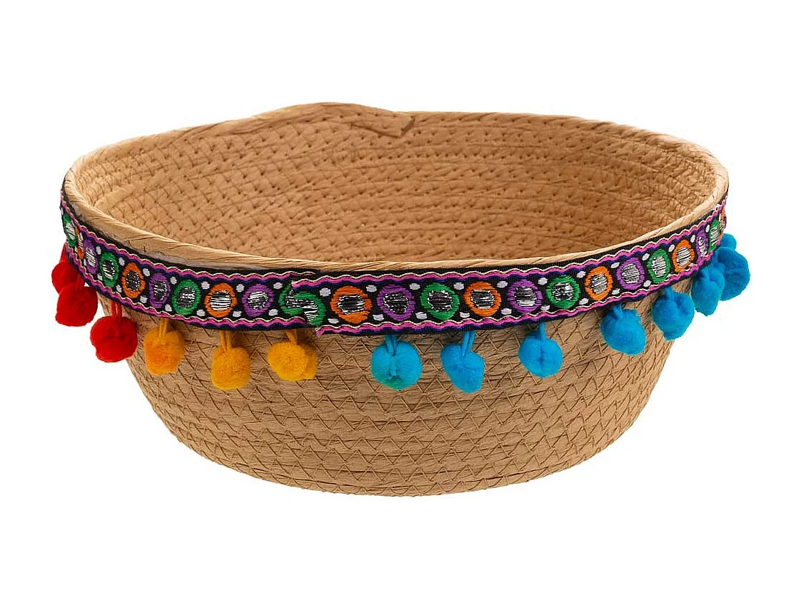 Cesto marrón de cuerda trenzada d29x11