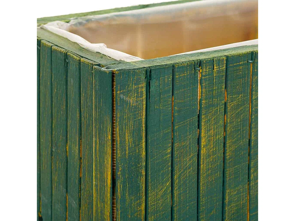 Cesto retangular de madeira verde 35,5x14,5x11