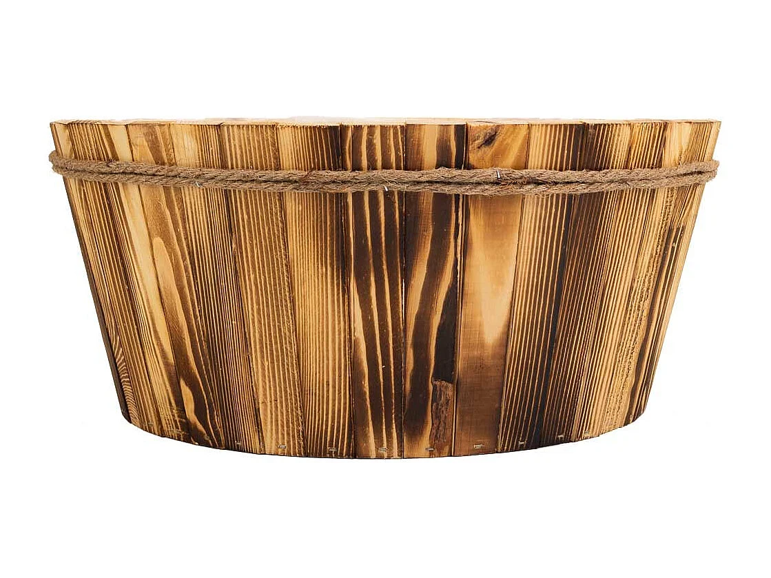 Korb aus Holz und braunem Seil, T45x20h cm