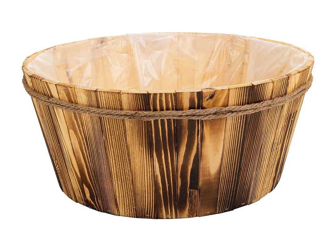 Cesto in legno e corda marrone d45x20h