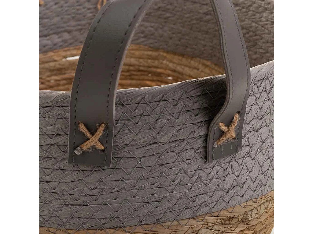 Cesto de corda trançada cinza 40x30x18