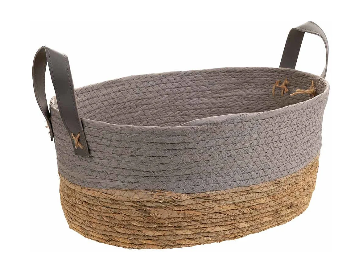 Cesto in corda intrecciata grigia 40x30x18h