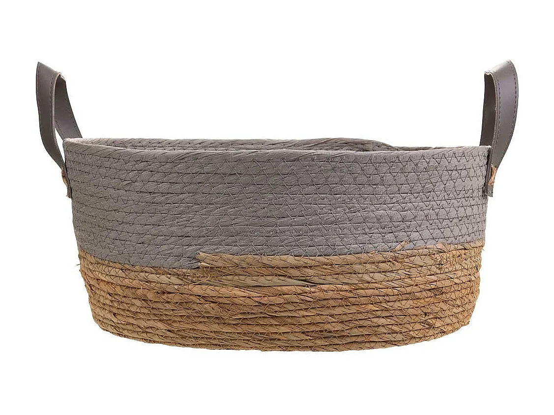 Cesto in corda intrecciata grigia 40x30x18h