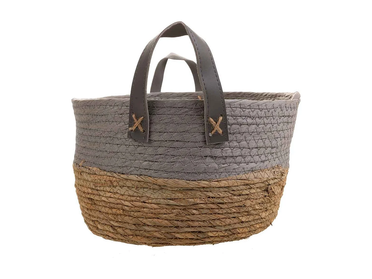 Cesto in corda intrecciata grigia 40x30x18h