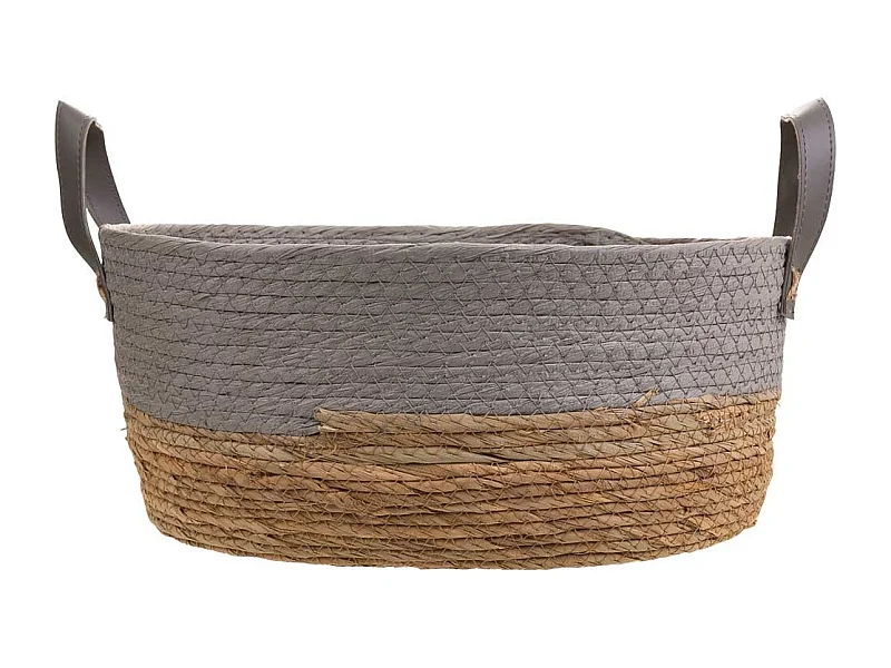 Cesto in corda intrecciata grigia 40x30x18h
