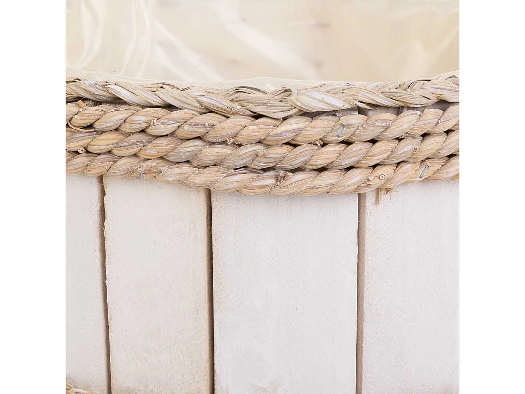 Cesto de madera y cuerda blanco d25x13/24