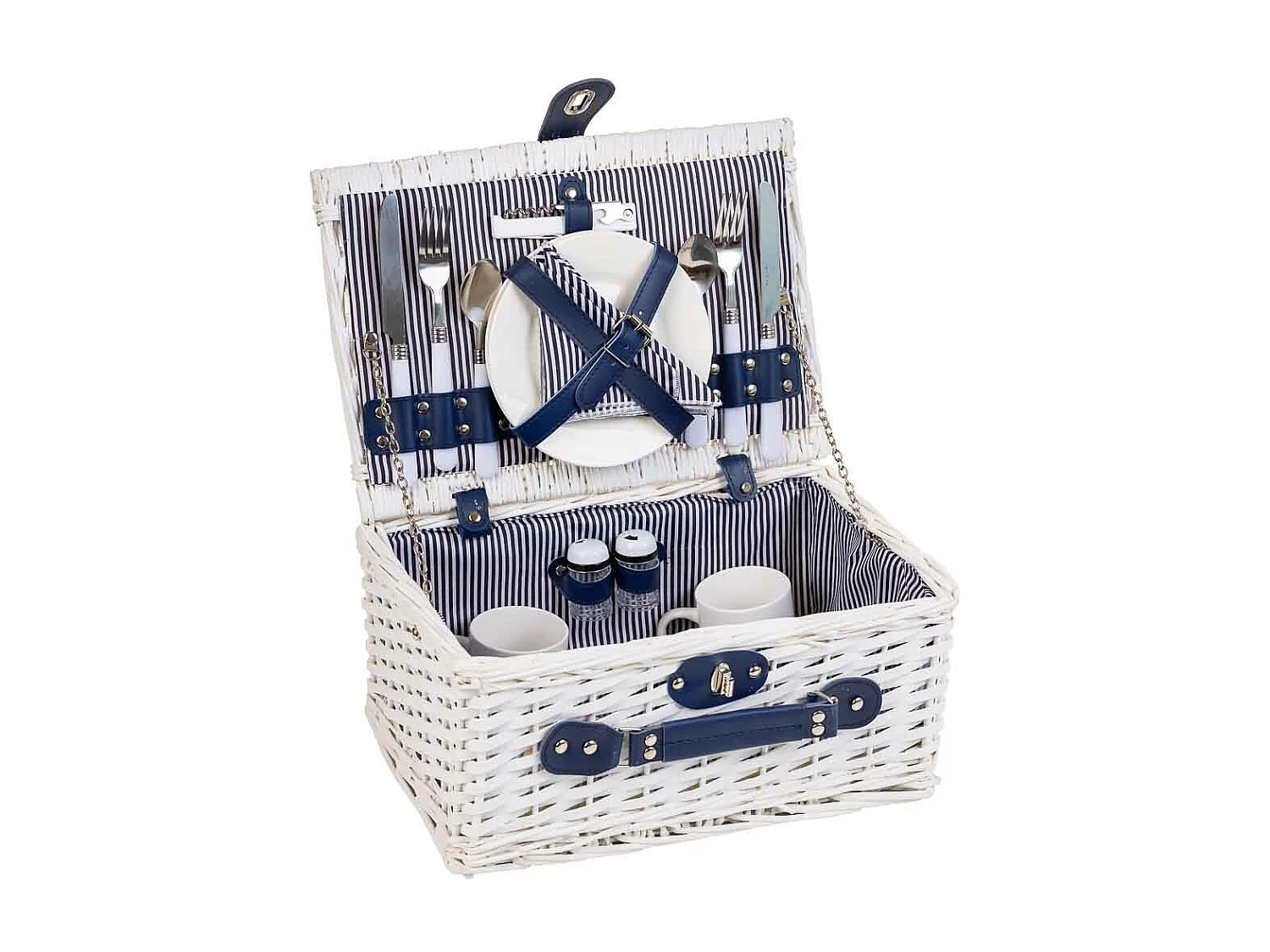 Cesta de piquenique branca 36x26x16