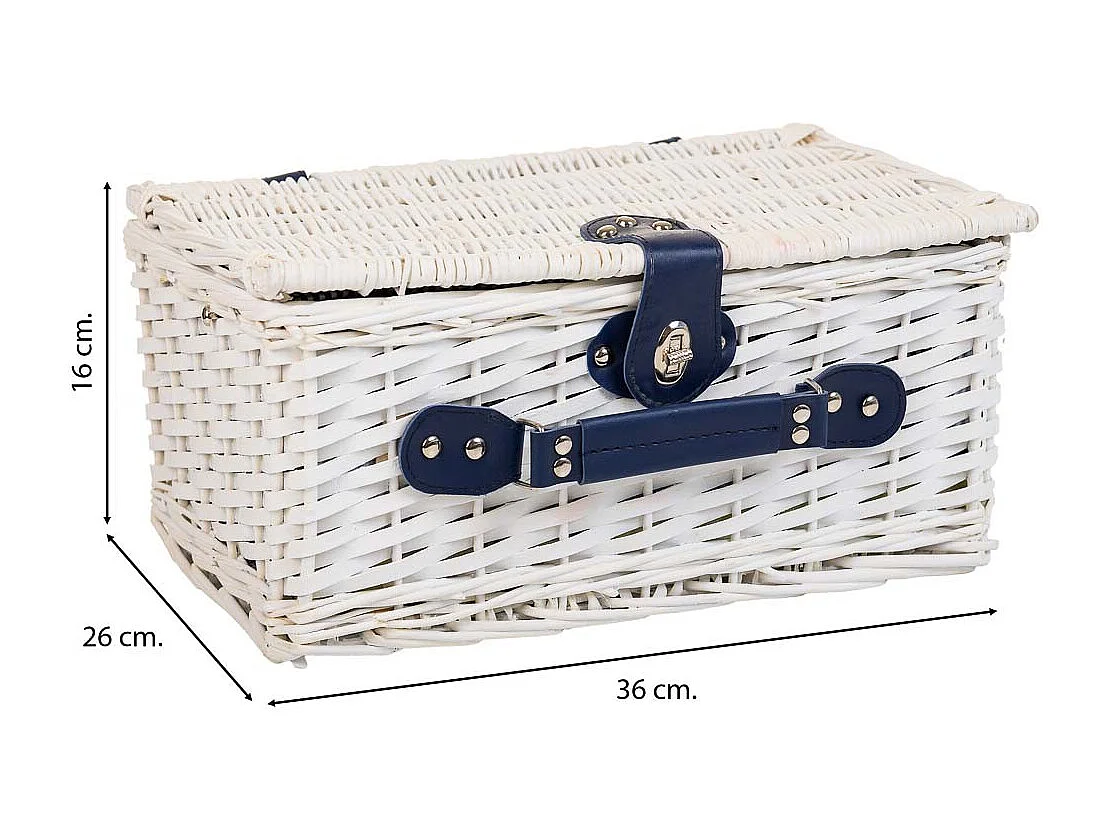 Cesta de piquenique branca 36x26x16