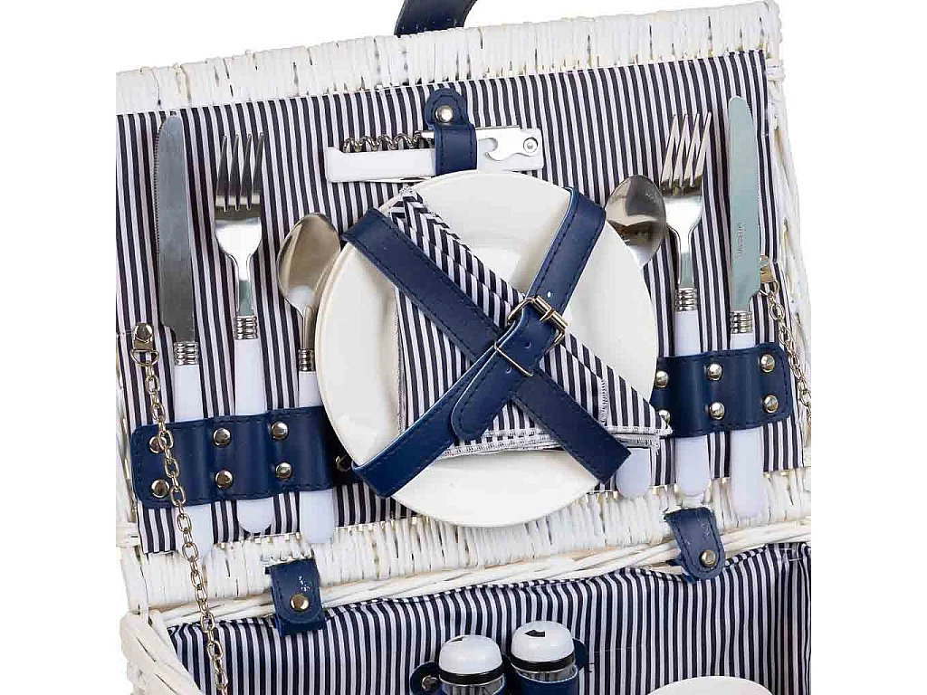 Cesta de piquenique branca 36x26x16