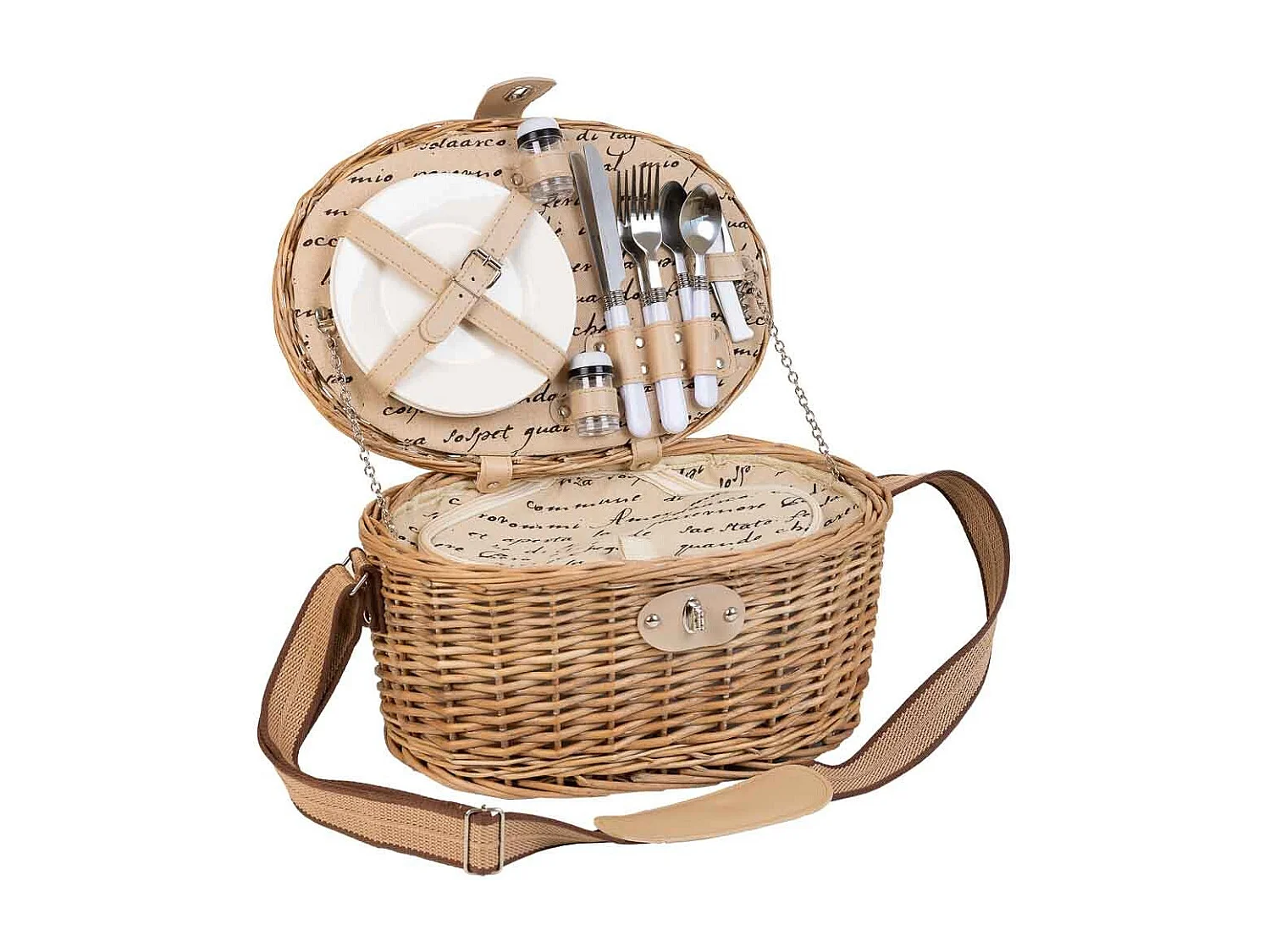 Cesta de piquenique marrom 38x26x18