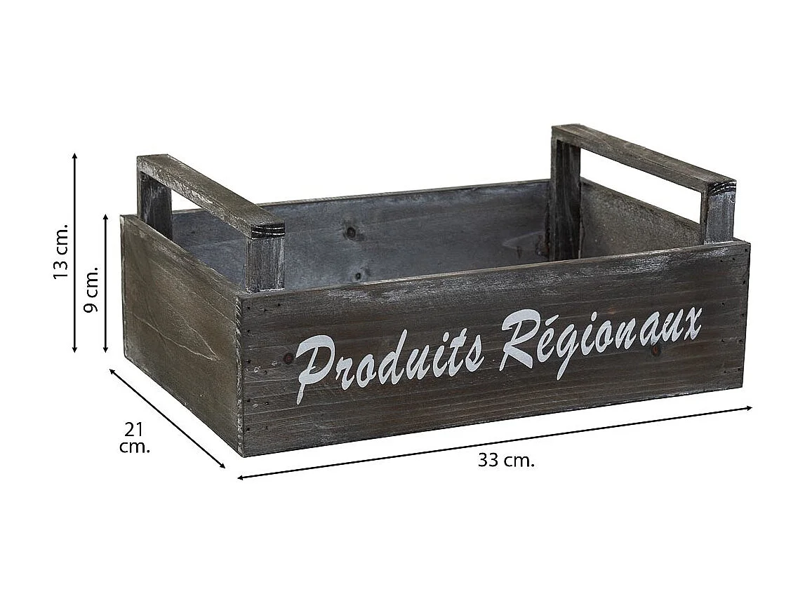 Panier en bois gris 33x21x9/13 h