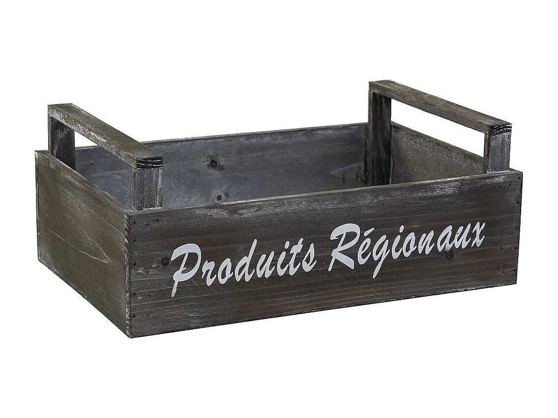 Grauer Holzkorb 33x21x9/13 h cm