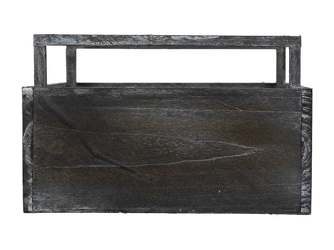 Grauer Holzkorb 33x21x9/13 h cm