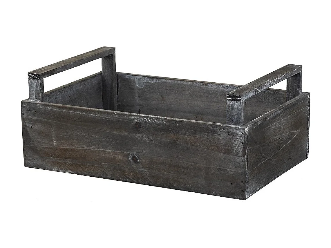Grauer Holzkorb 33x21x9/13 h cm