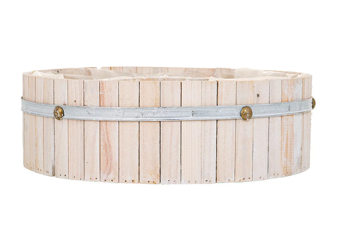 Cesto redondo de madera marrón 36x36x11