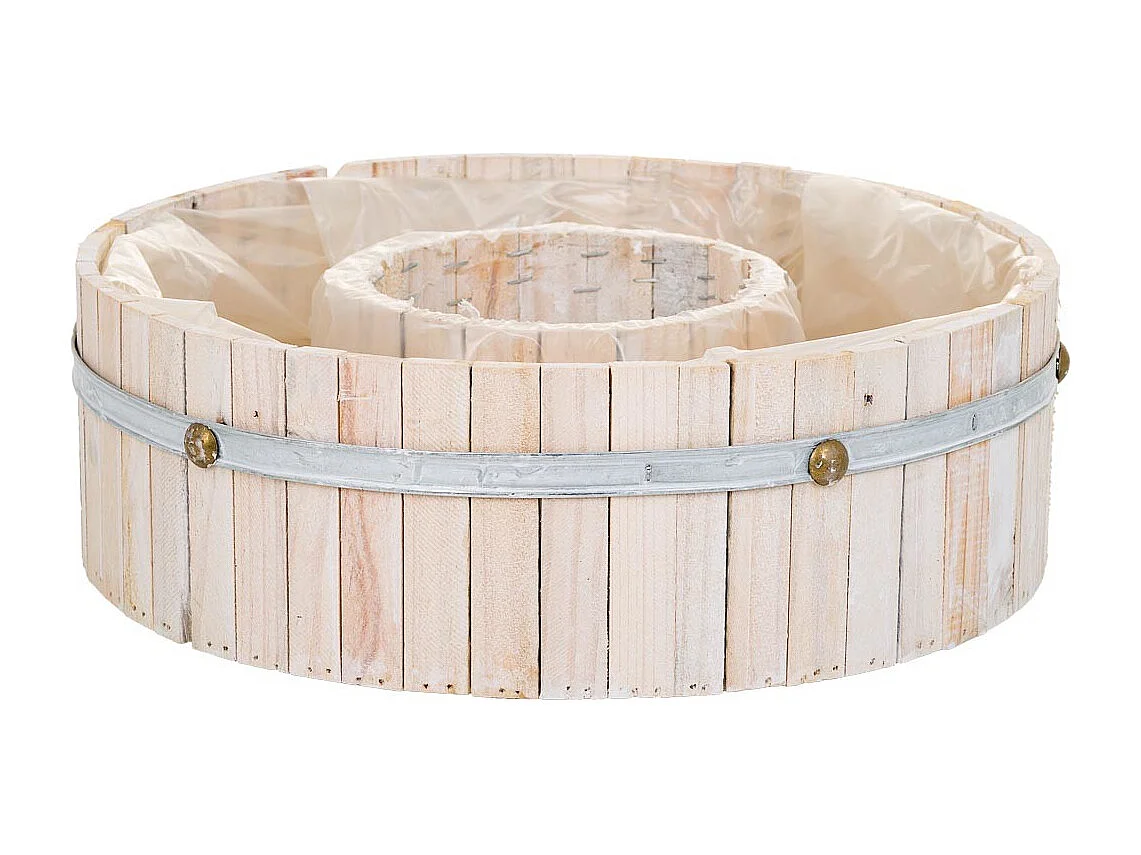 Cesto redondo de madera marrón 36x36x11