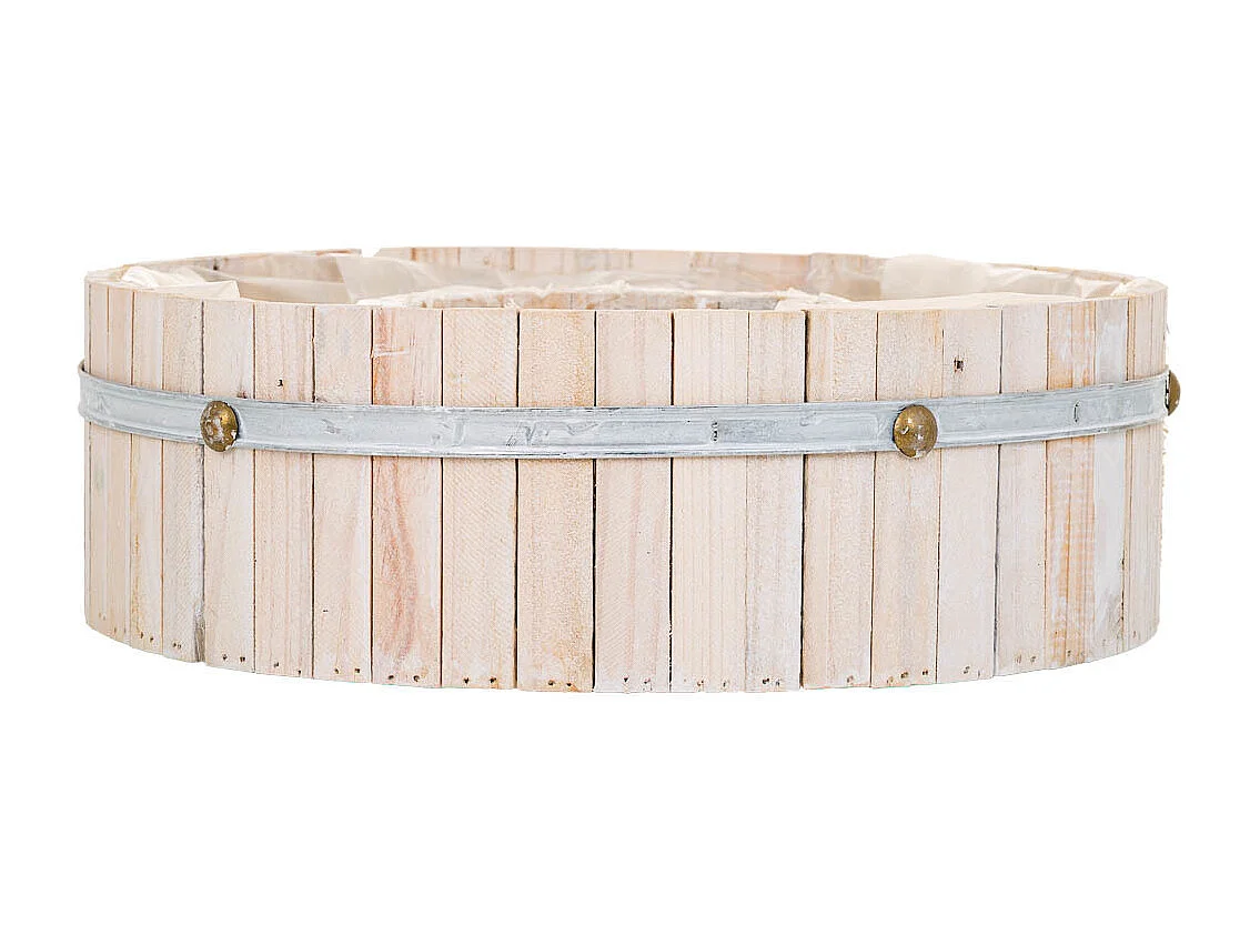 Cesto redondo de madera marrón 36x36x11