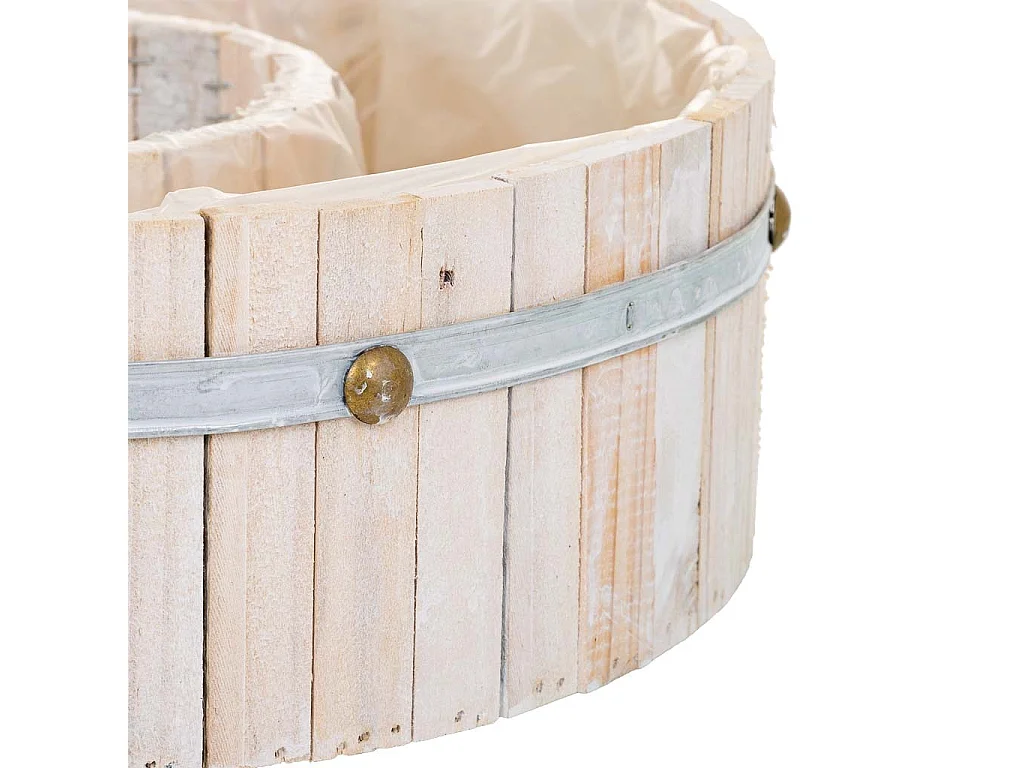 Cesto redondo de madera marrón 36x36x11