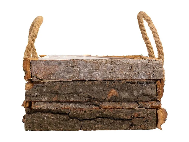 Cesto in legno con manici marroni 20x20x10h