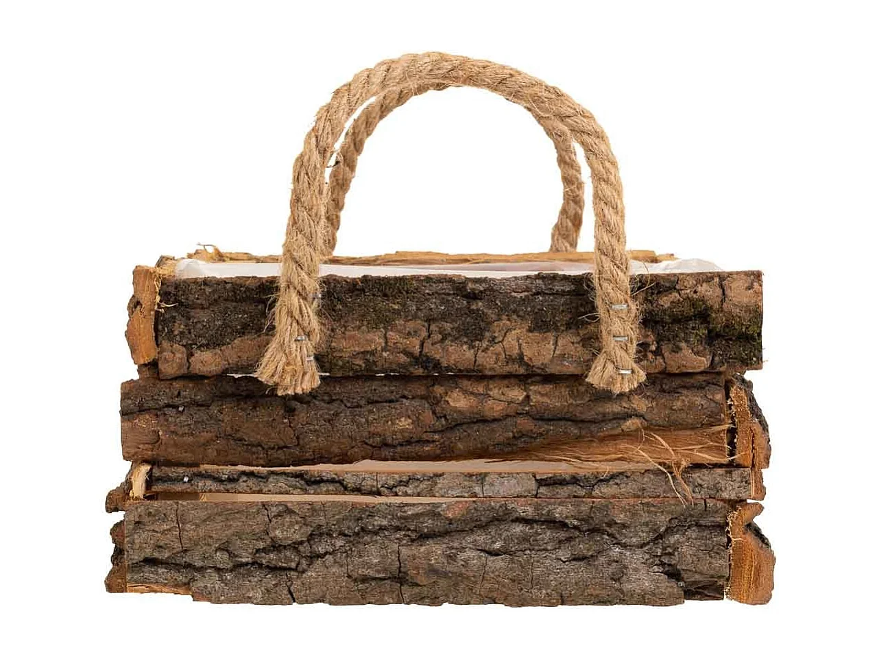 Holzkorb mit braunen Griffen 20x20x10h cm