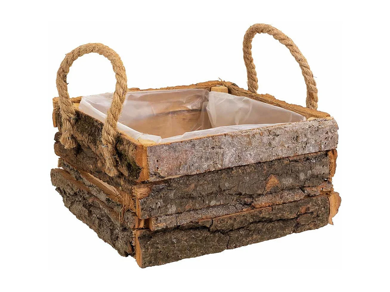 Cesto in legno con manici marroni 20x20x10h