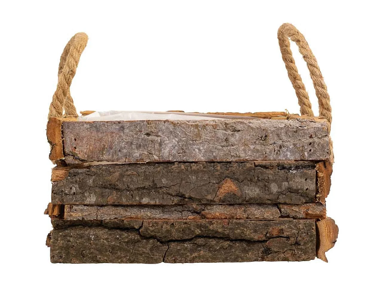 Cesto in legno con manici marroni 20x20x10h