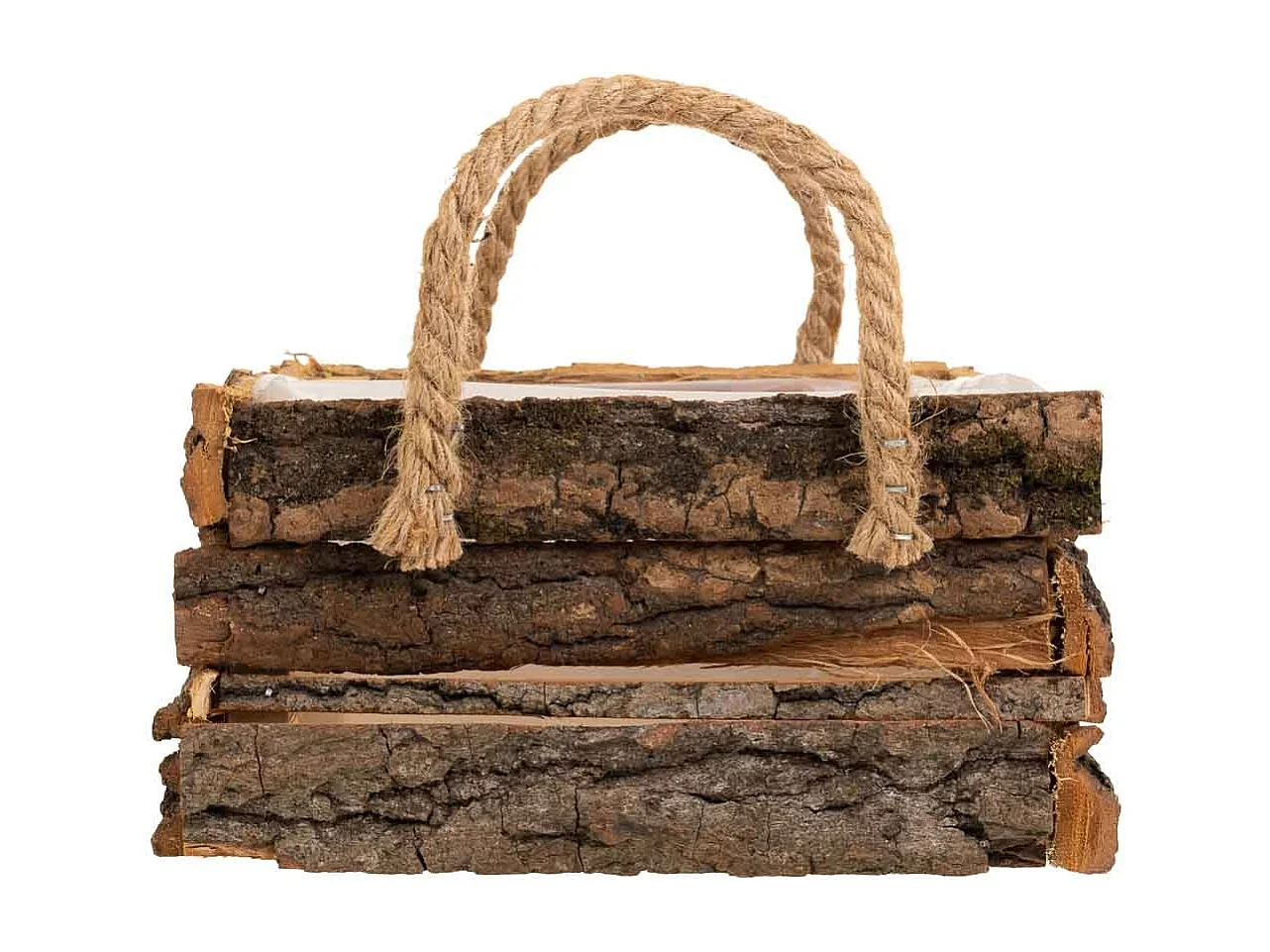 Cesto in legno con manici marroni 20x20x10h