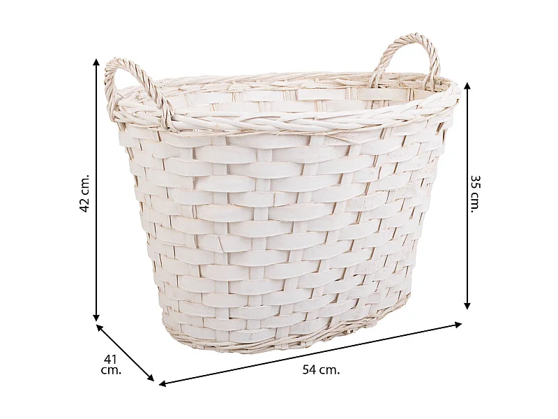 Cesto in vimini bianco 54x41x35/42h