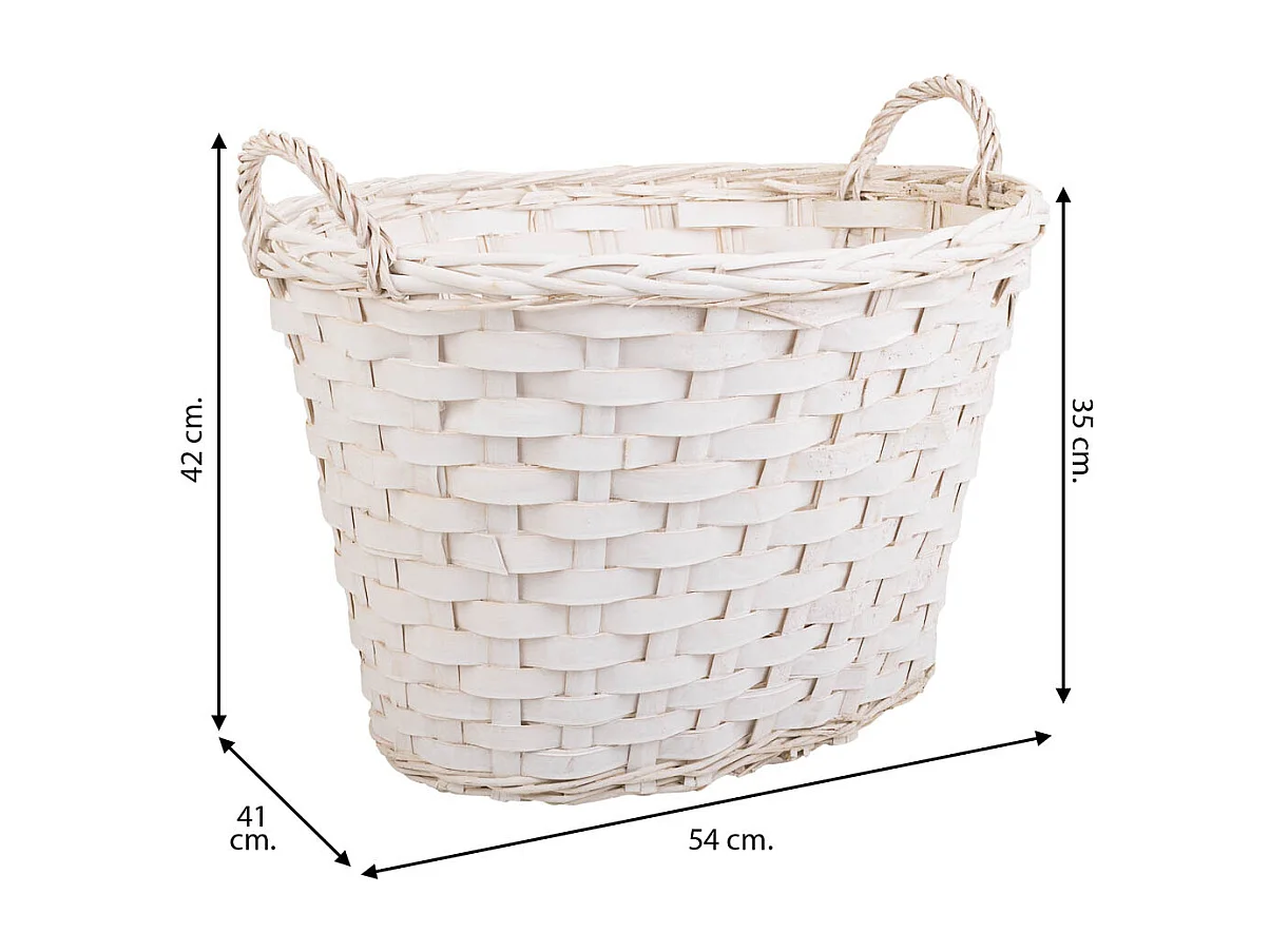 Cesto de mimbre blanco 54x41x35/42