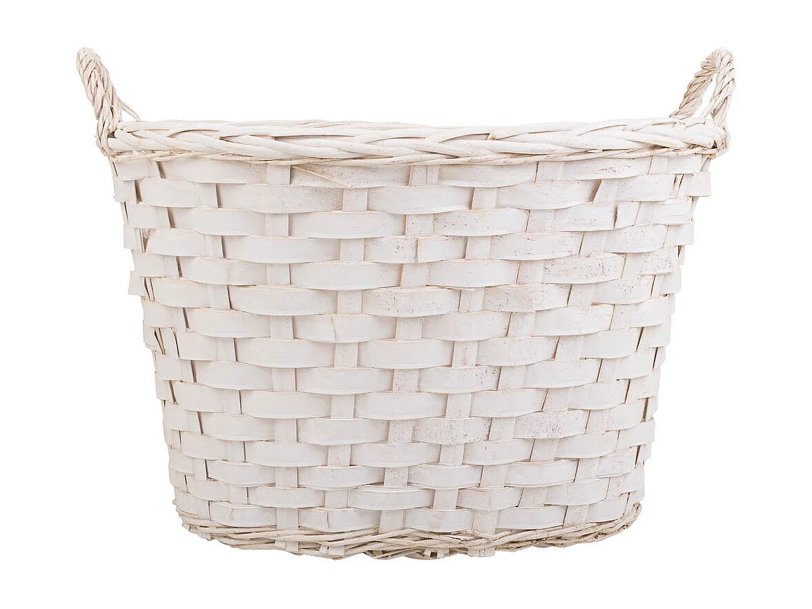 Cesto de mimbre blanco 54x41x35/42